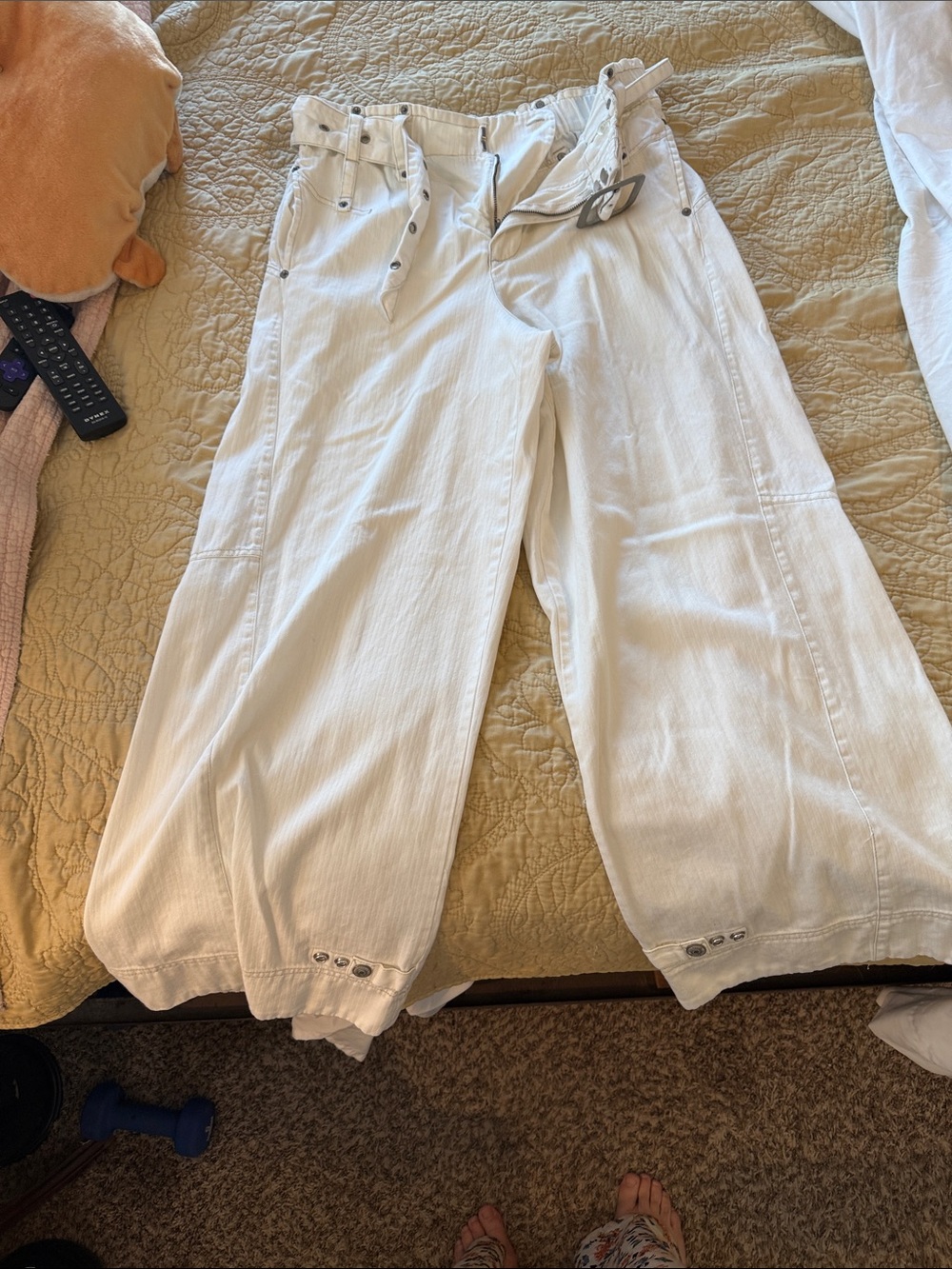 We The Free White Boot Cut Wide-Leg Pants
